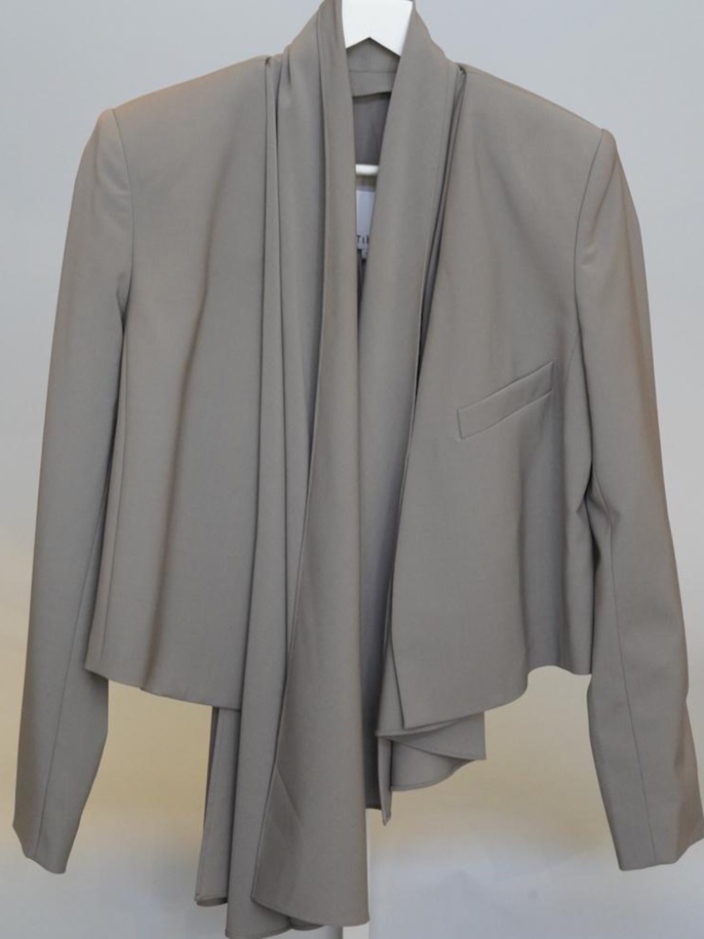 Tibi Tropical Cropped Scarf Blazer in Cement Size 12